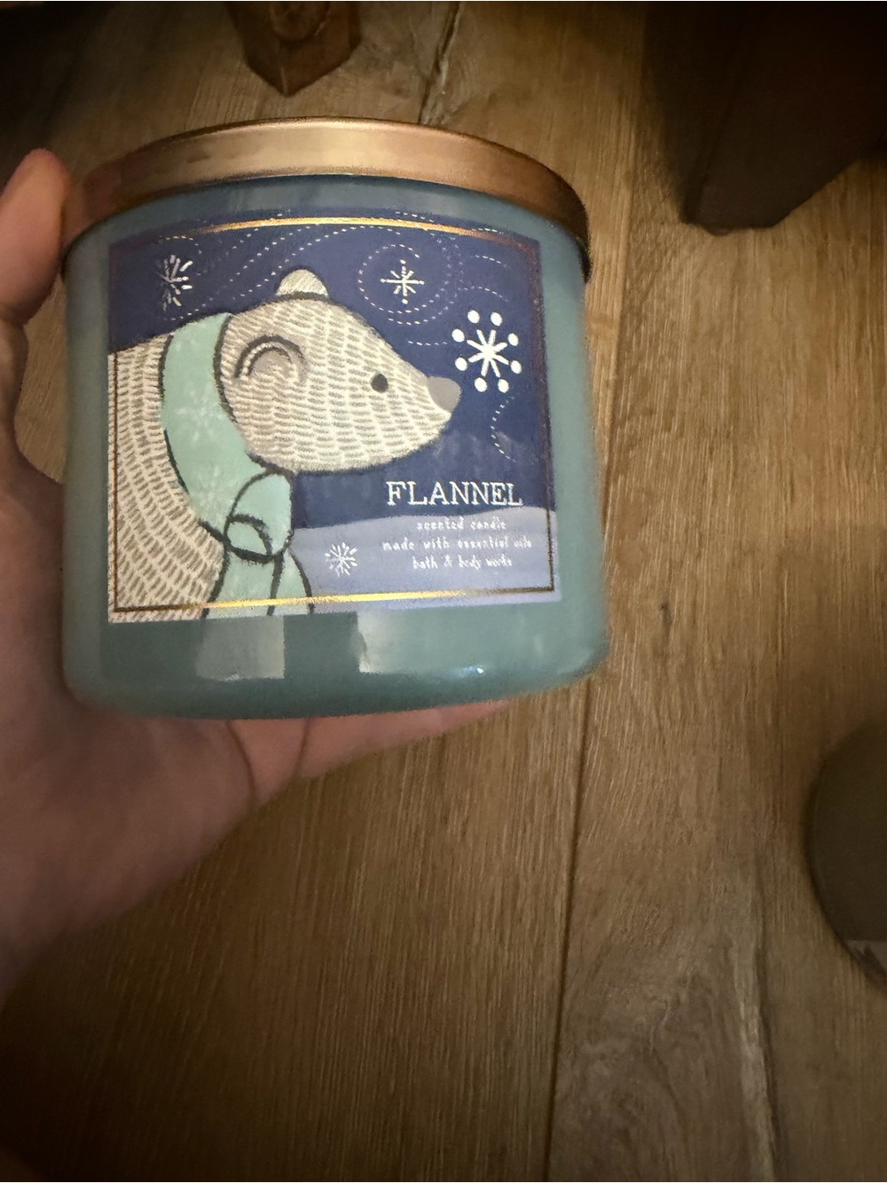 Flannel scented candle label